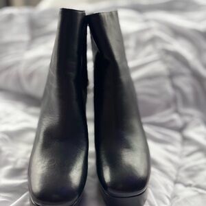 Coach Black Leather Ankle Platform Boots